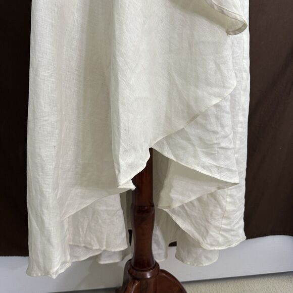 $365 Claude Tulum 100% Linen Alex Wrap Dress One Size Classic - Picture 4 of 8